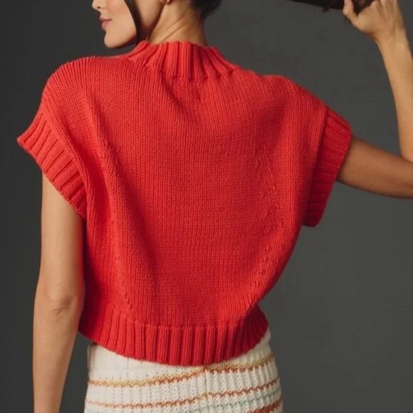 The Pippa Mock-Neck Sweater Maeve Anthropologie Red Heart Valentine L - Picture 5 of 5